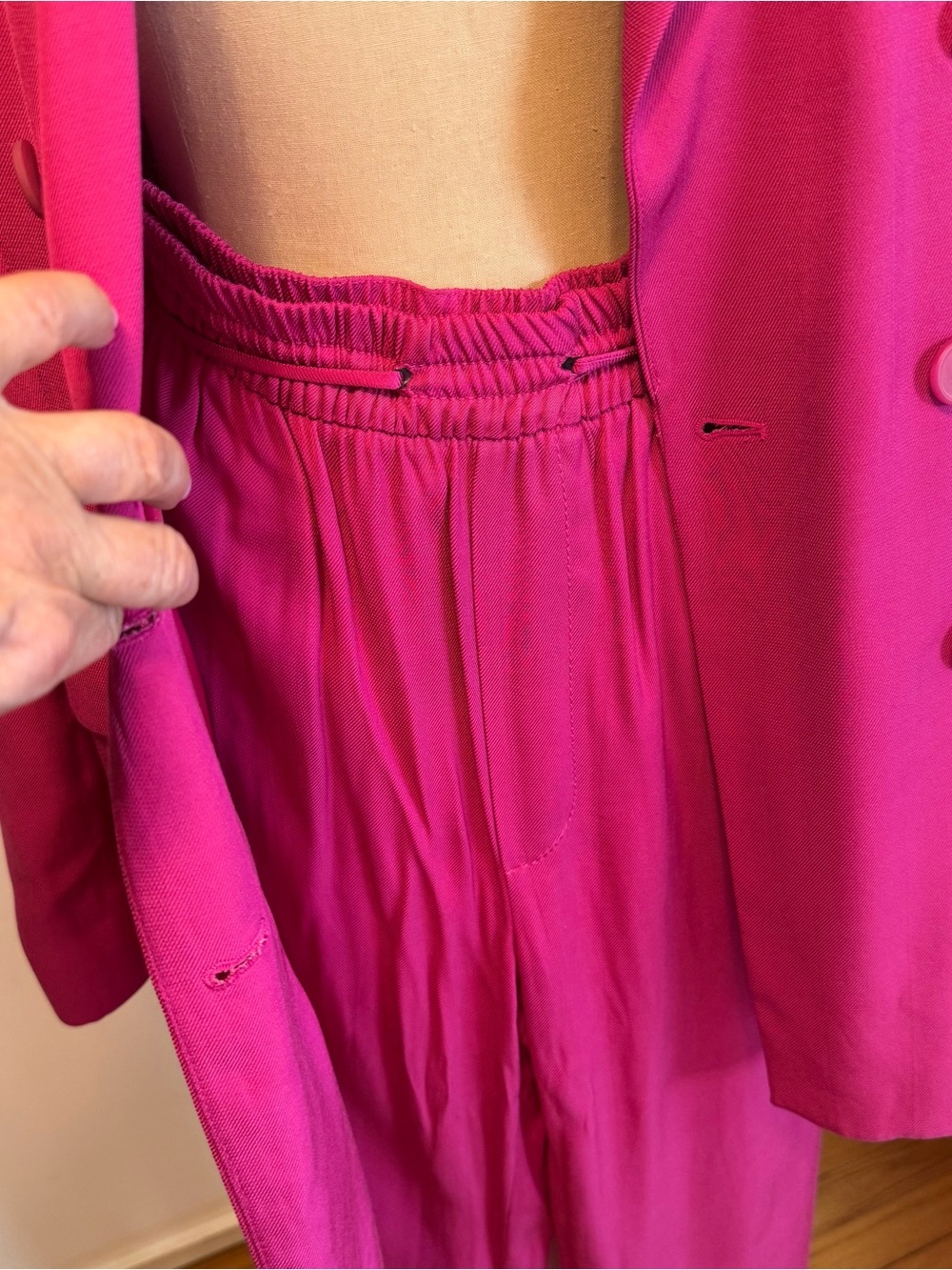 Zara Double-Breasted Pant Suit Fuchsia Pink - Picture 9 of 10